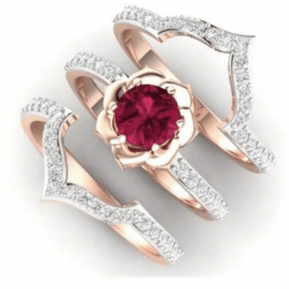 3pcs/Set New Exquisite Flower Rings - Picture 2 of 5